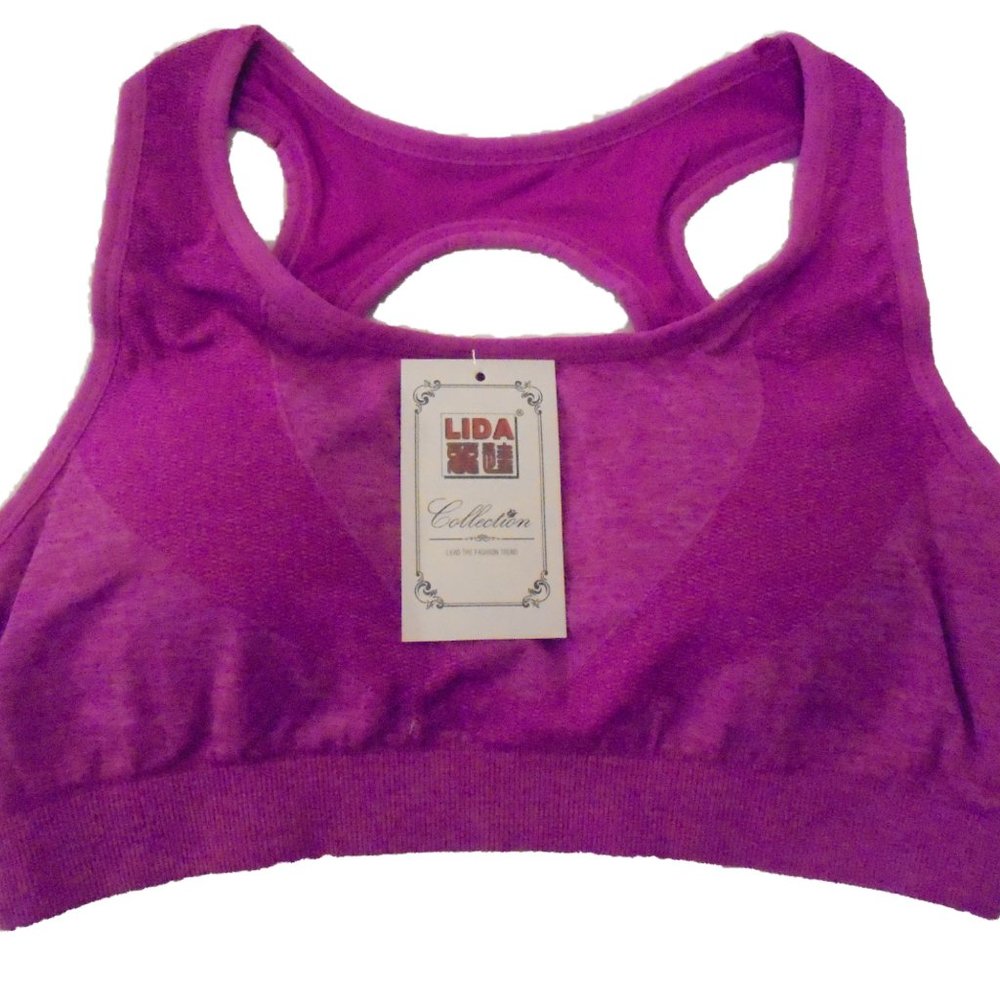 Sports Bra L-XL NEW Padded Magenta removable cup pads athletic wear
